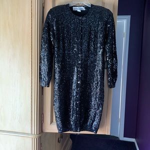 Norma kamali black sequin dress /cardigan S